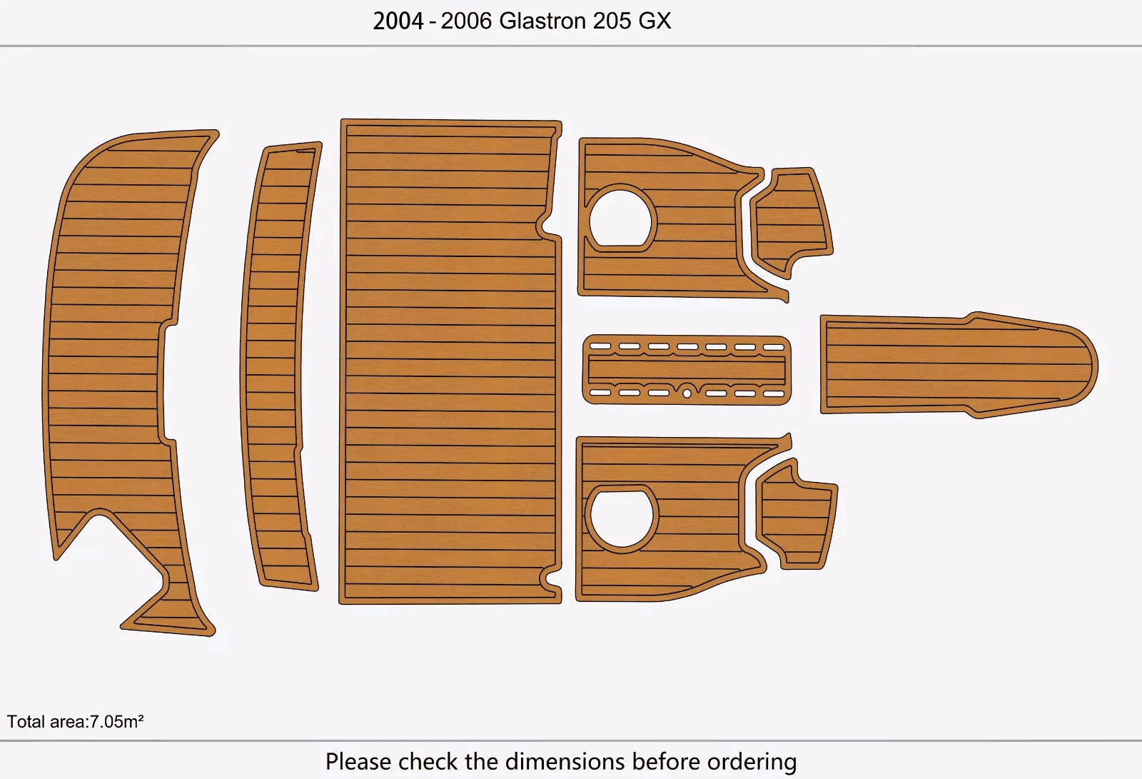 EVA Foam Teak Deck Pads for Glastron 205 GX (2005)