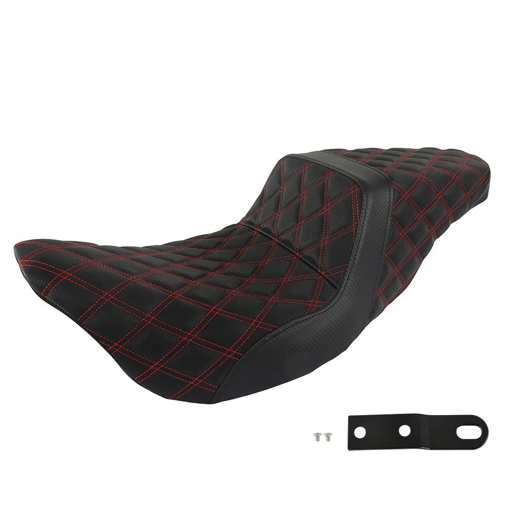 Step-Up Seat for Harley Touring Electra Glide Street (2008–2020) Red Lattice Stitch