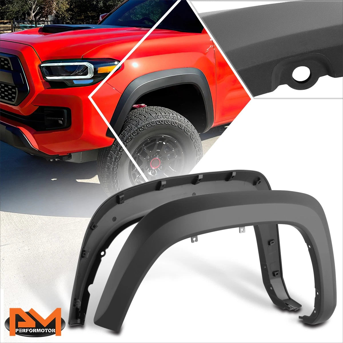 Set of 2 Front Wheel Fender Flares for Toyota Tacoma (2016–2023) Matte Black