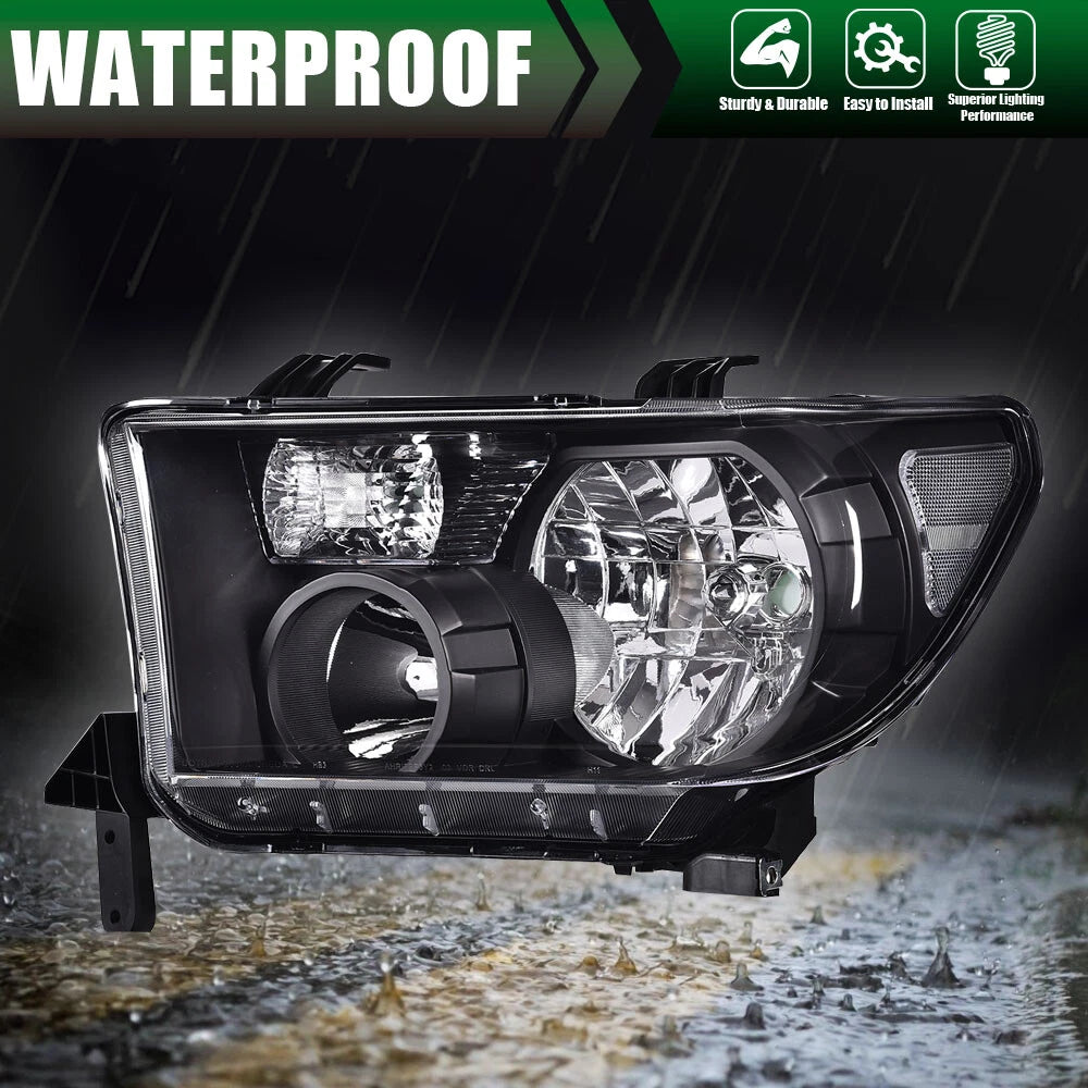 Clear Black Headlights for Toyota Tundra, Sequoia (2007–2017)