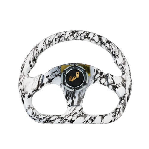 14" D Shape Flat Drift Racing Steering Wheel for Universal Fit (6 Holes)