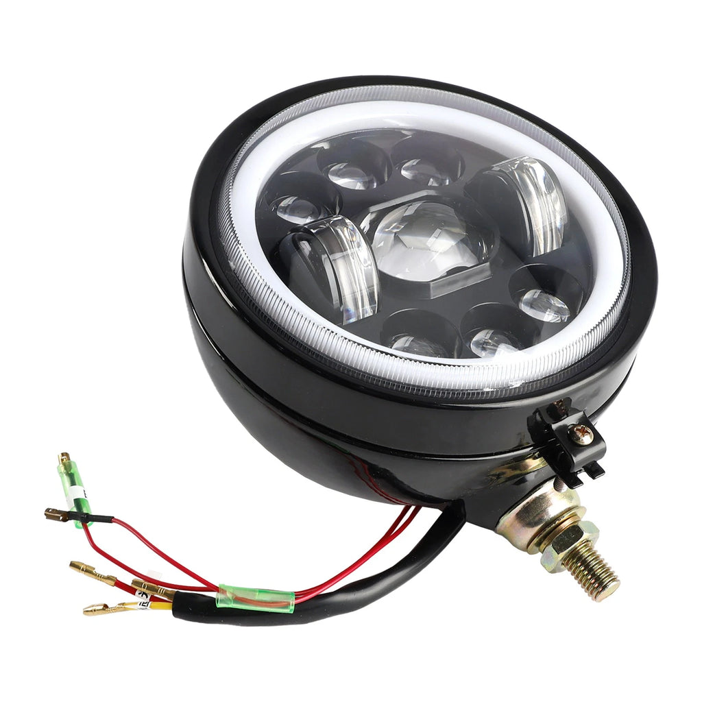 5.75" Headlight Lamp 9-Bulbs #83 Black for Motorcycle (Universal)