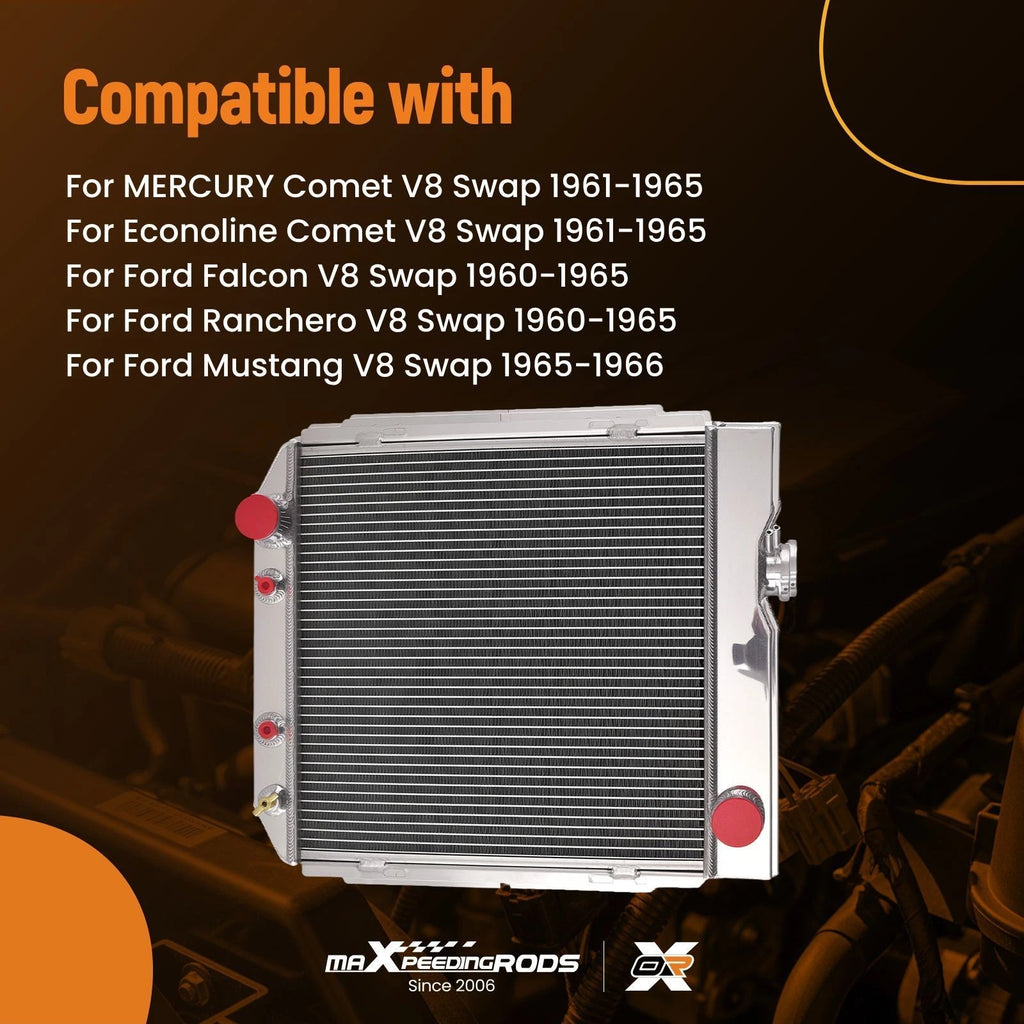 3-Row Aluminum Radiator for Ford Falcon/Comet V8 (1960–1965)