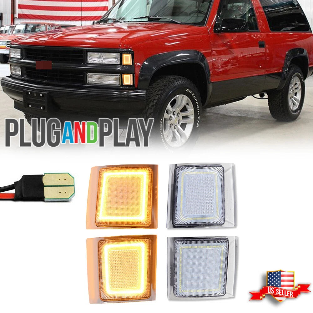 Clear Amber LED Front Side Marker Light for Chevy C/K 1500 2500 3500 (1994–1998)