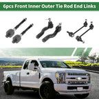 6pcs Front Suspension Kit Tie Rod End Sway Bar Link for Mercury Milan (2006–2009)