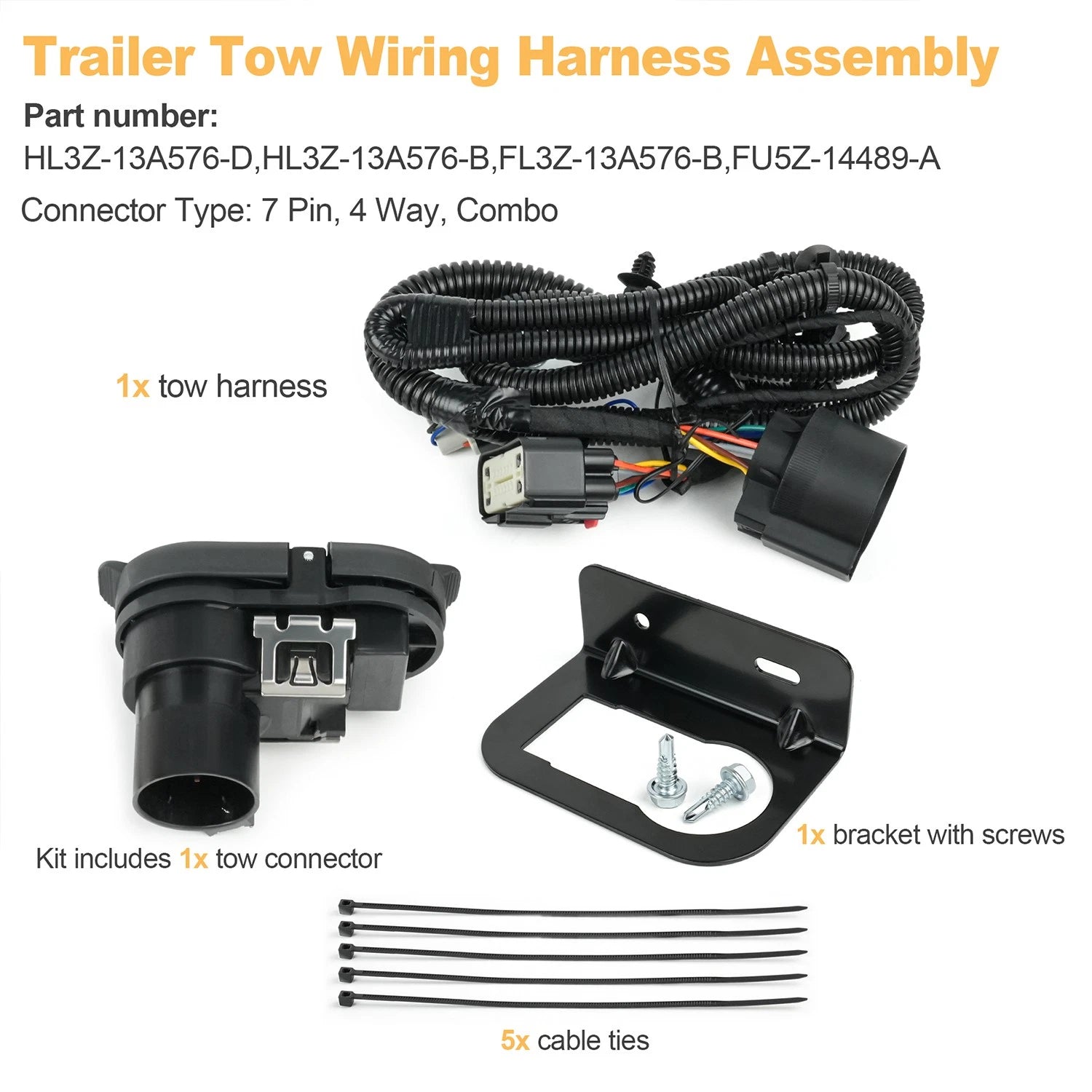 Trailer Tow Harness Kit for Ford F-150 (2015–2020) HL3Z-13A576-D