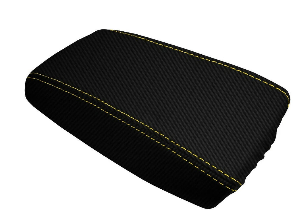 Carbon Fiber Console Lid Cover for Chevrolet Camaro (1997–2002) Yellow Stitch