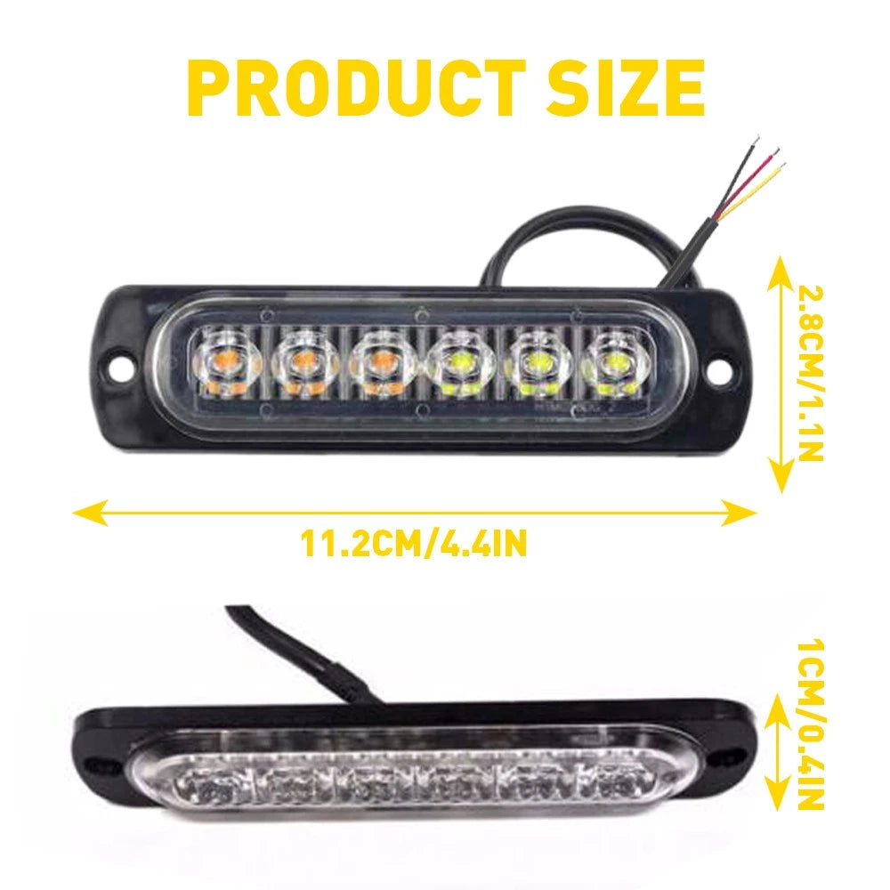 16x LED Strobe Light Bar for Car Truck Amber/White
