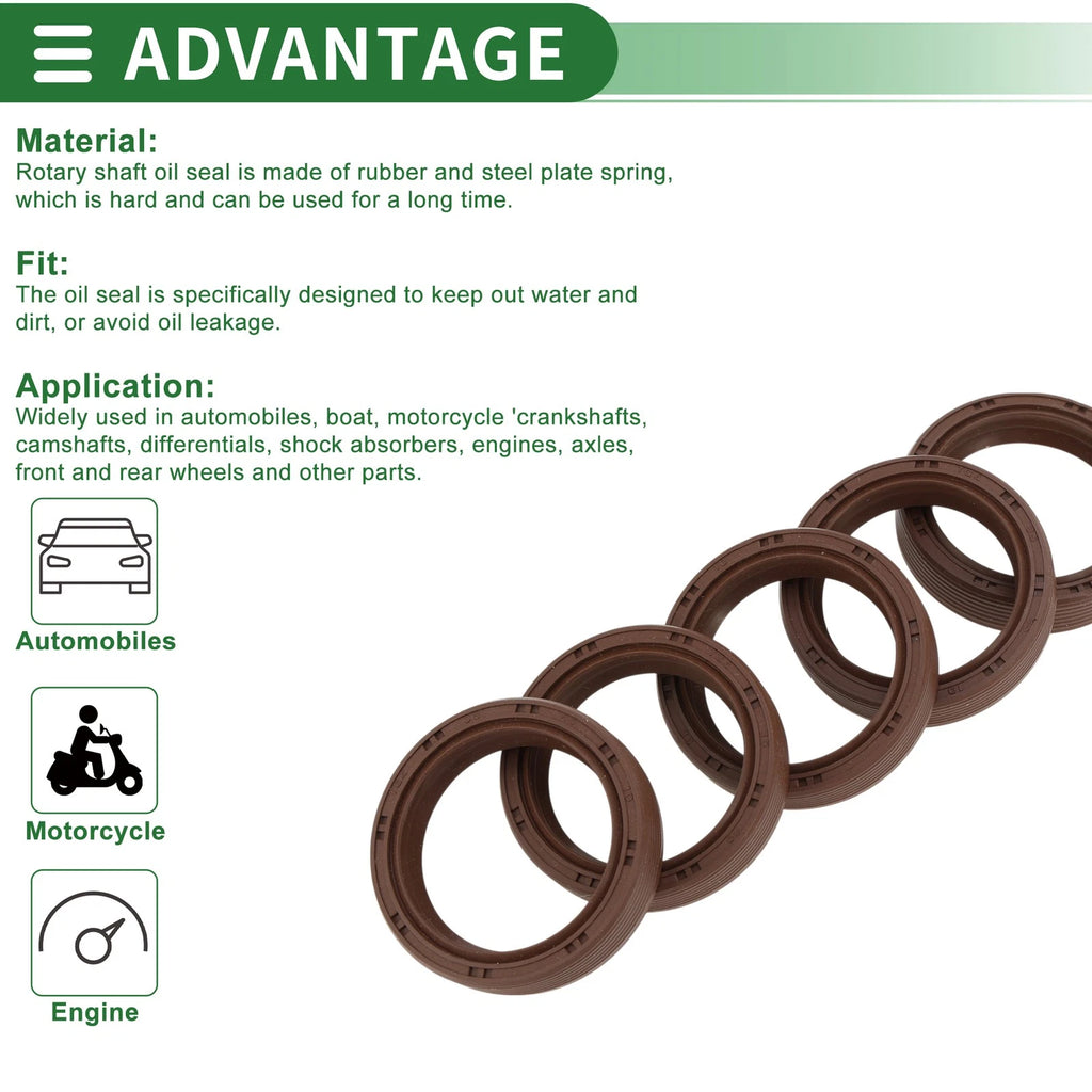 Set of 5 Oil Seals FKM Rubber 35x45x10mm for High Pressure