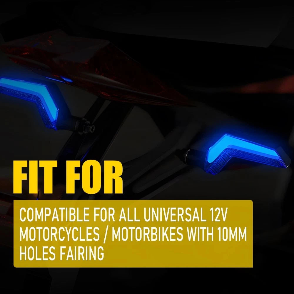 2X LED Turn Signals for Universal Motorcycle (Amber + Blue)