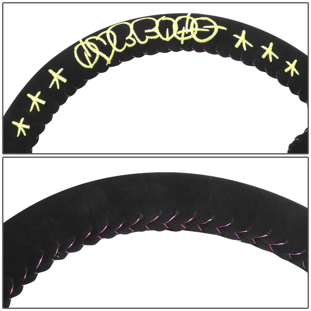 NRG 350mm 3" 3-Spoke Black Suede Steering Wheel for Universal Fit