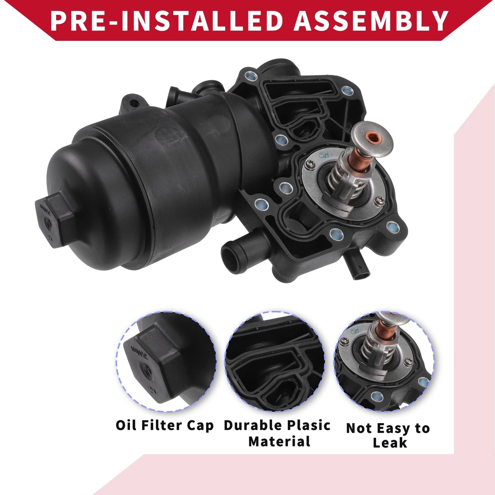 Engine Oil Filter Base Housing Assembly with Seals for Audi A6 A7 (2012–2018) No.059115389K
