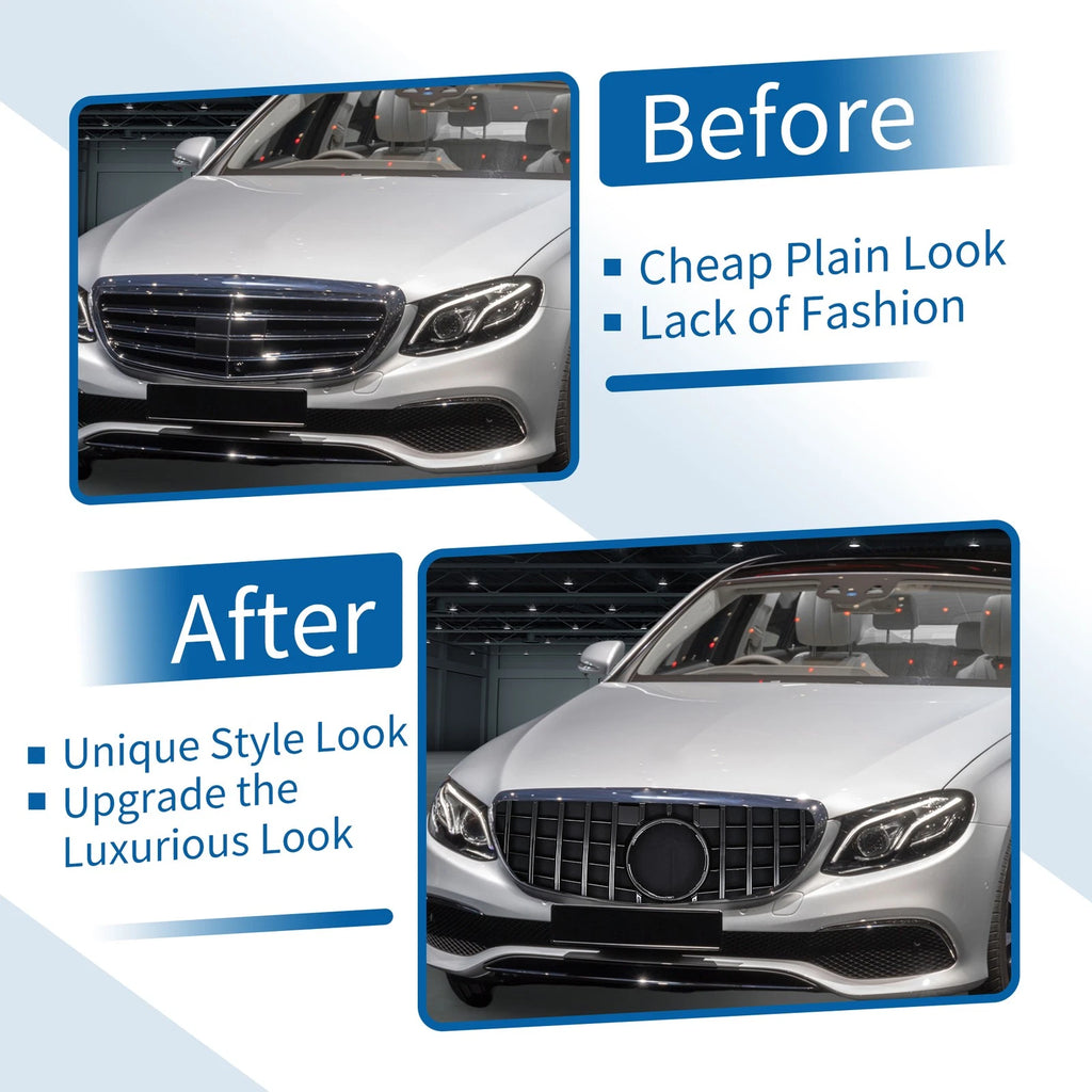 Front Upper Bumper Grille for Mercedes-Benz E300 (2009–2013) Black