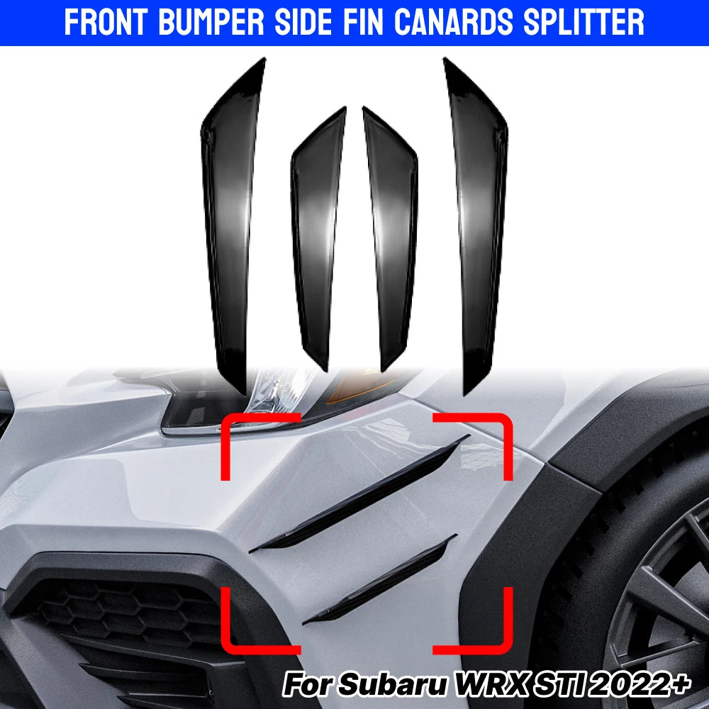 Set of 4 Front Bumper Side Fin Canard Splitters for Subaru WRX STI (2022–2023)