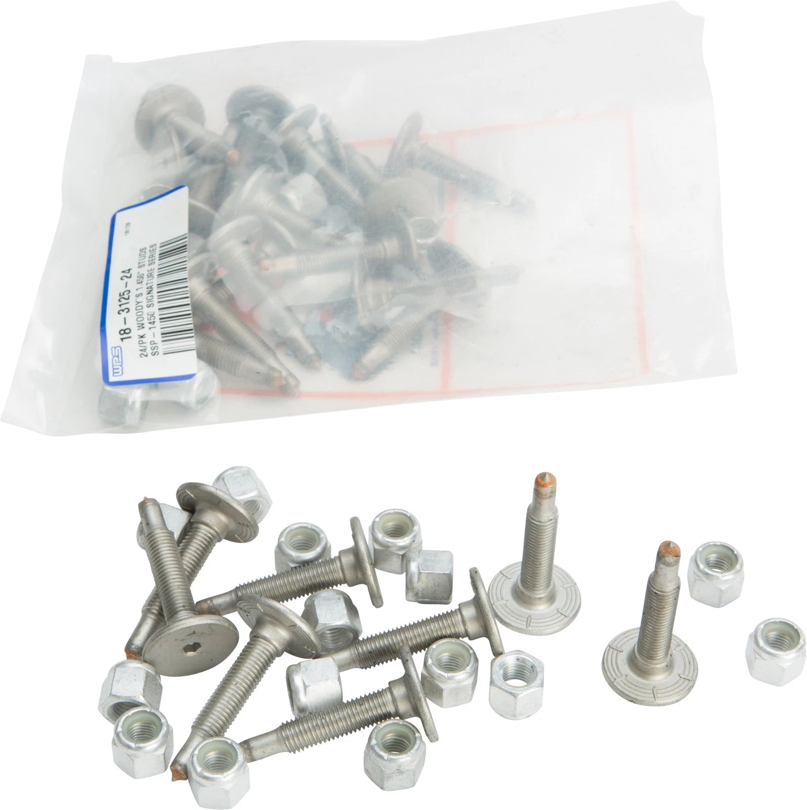 24 Pack WOODYS Signature Series Stainless Steel Snow Track Studs 1.450"