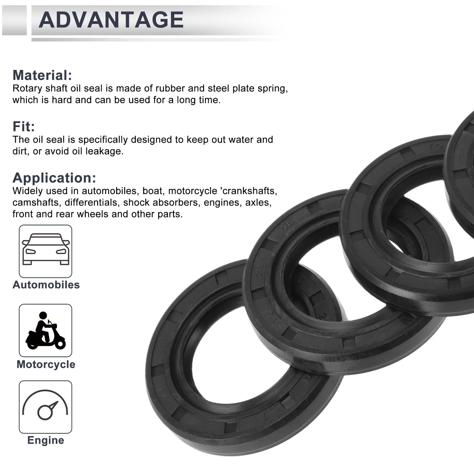 Set of 5 Oil Seal Rotary Shaft Seal TC Ring 28x46x7mm Nitrile Rubber