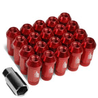 20Pcs J2 7075 Forged Aluminum M12x1.25 Open-End Lug Nut Kit w/ Adapter Red