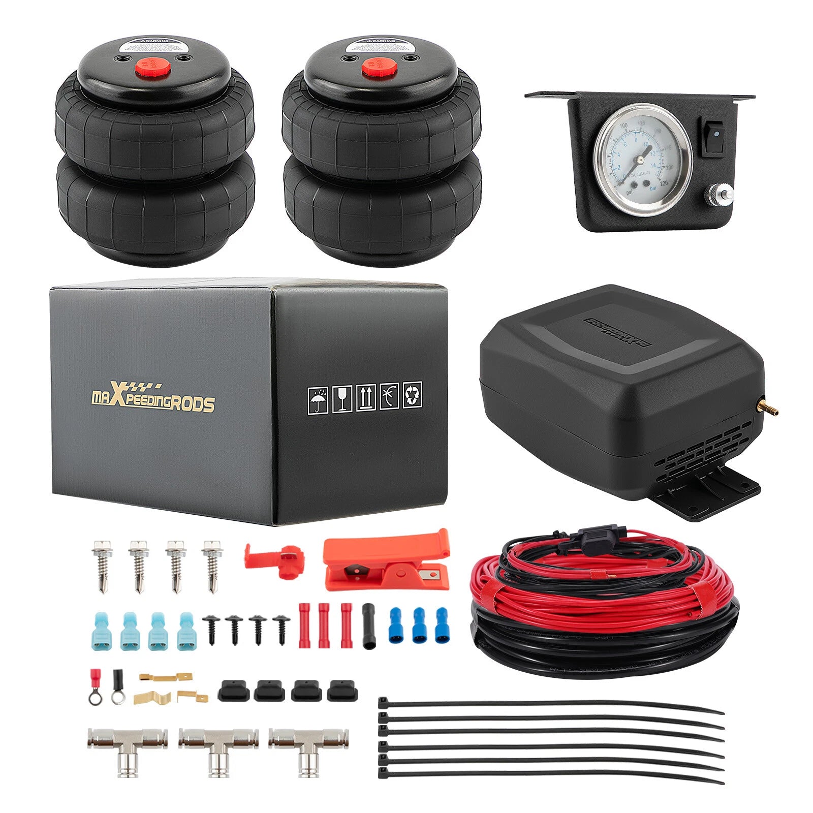 Air Controller Compressor Kit + Suspension Bag Kit for Dodge Ram 1500 2500 3500 (2002–2023)