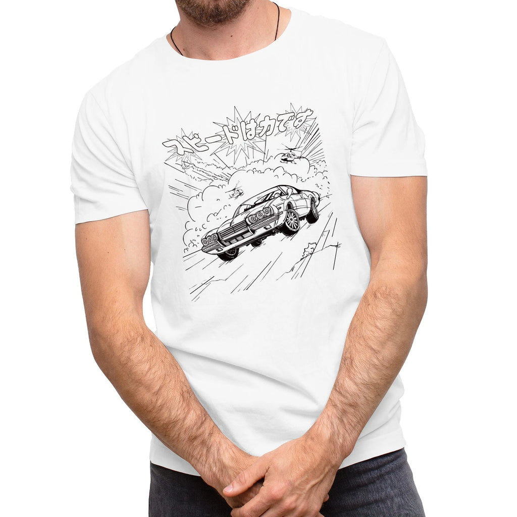 Drift Racing T-Shirt for Men – Anime Muscle Car Print (US Car Enthusiasts)