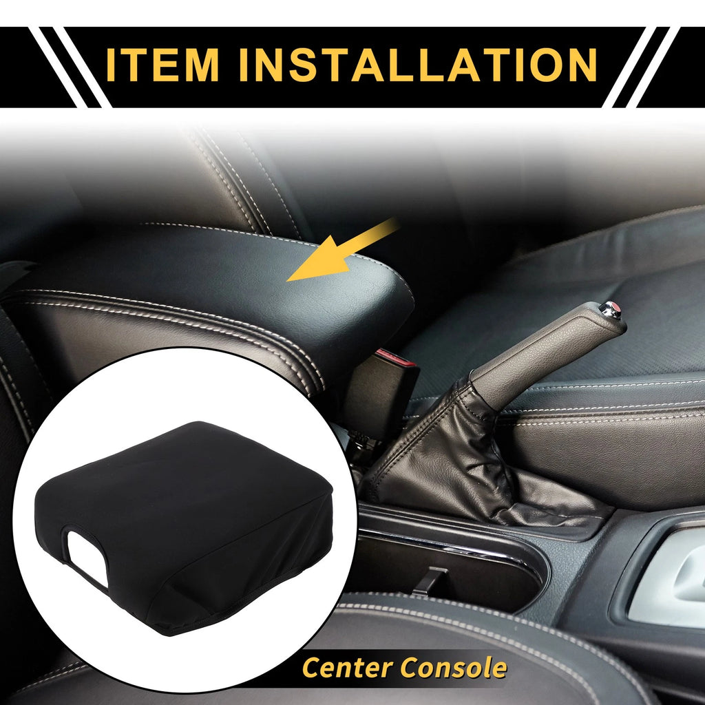Center Console Lid Armrest Cover for Ford F-150 (2015–2020) Soft Foam Black