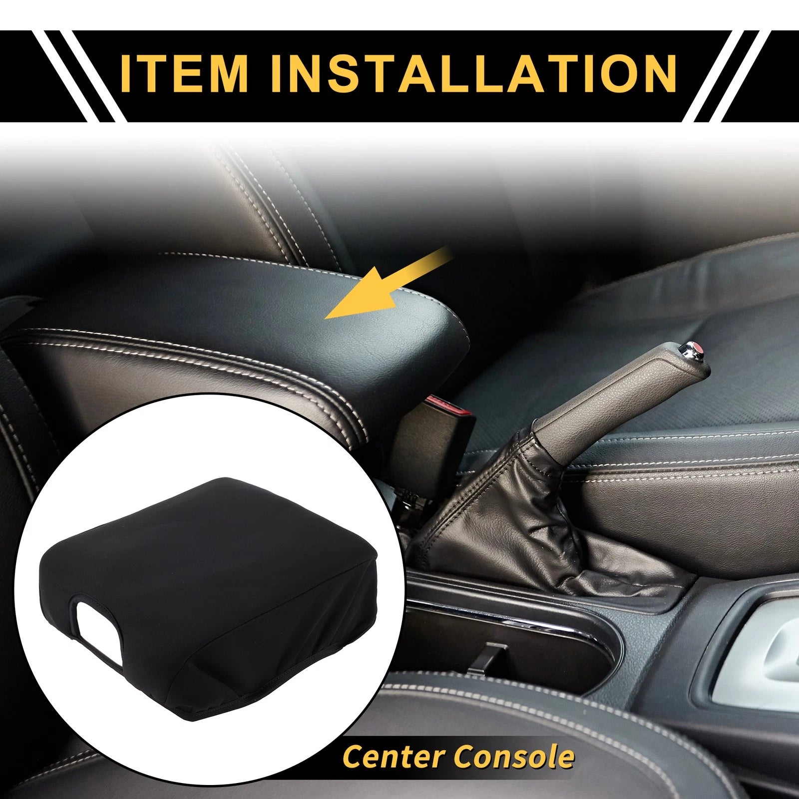 Center Console Lid Armrest Cover for Ford F-150 (2015–2020) Soft Foam Black