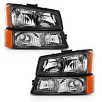 Black Clear Lens Crystal Headlight Set for 2003-2006 Chevrolet Silverado 1500