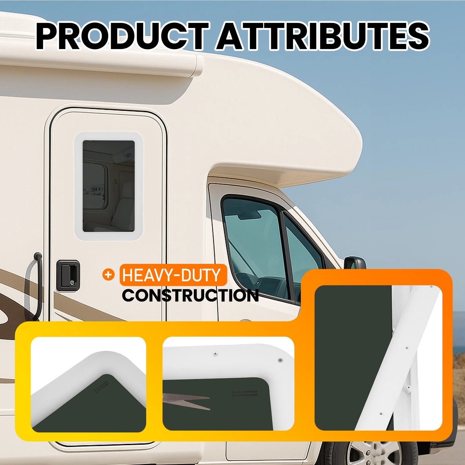 15"x24" Tempered Glass Window for Universal RV Trailer Camper