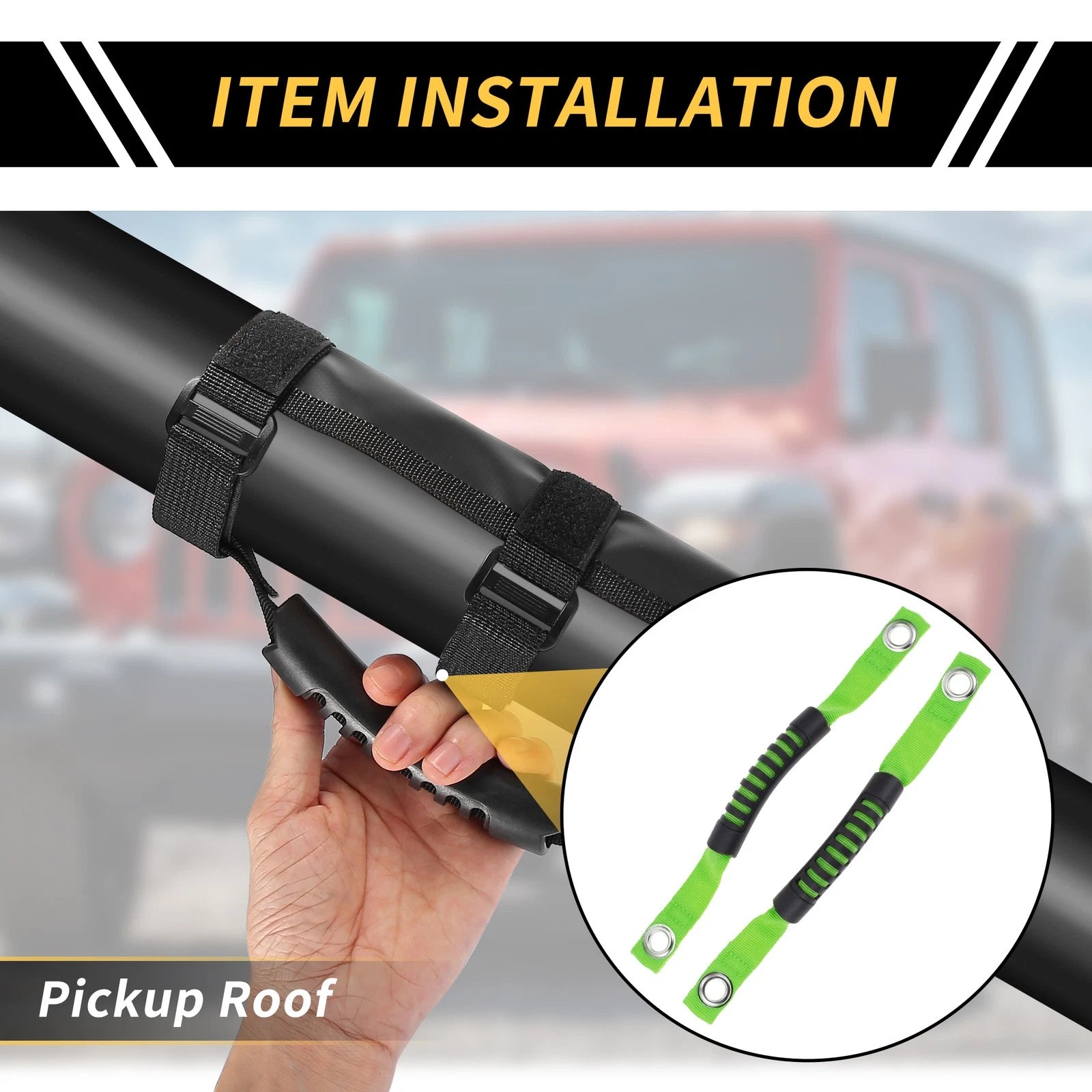 2X Roll Bar Grab Handles for Jeep Wrangler (2007–2023) - Green