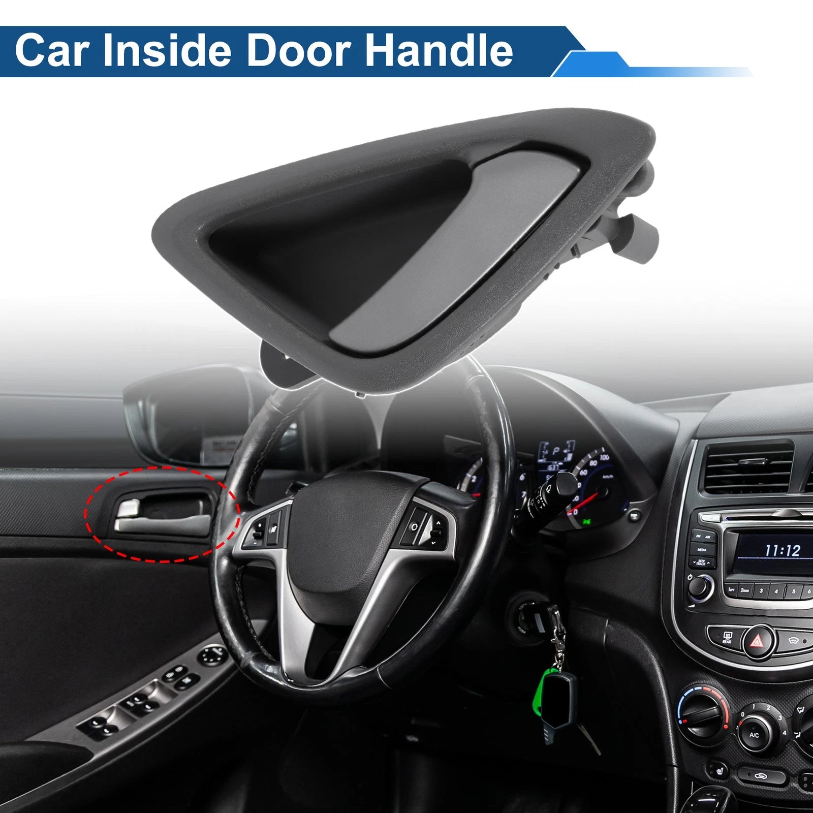Front Driver Side Interior Door Handle for Chevrolet Sail (2010–2014) Gray Chrome