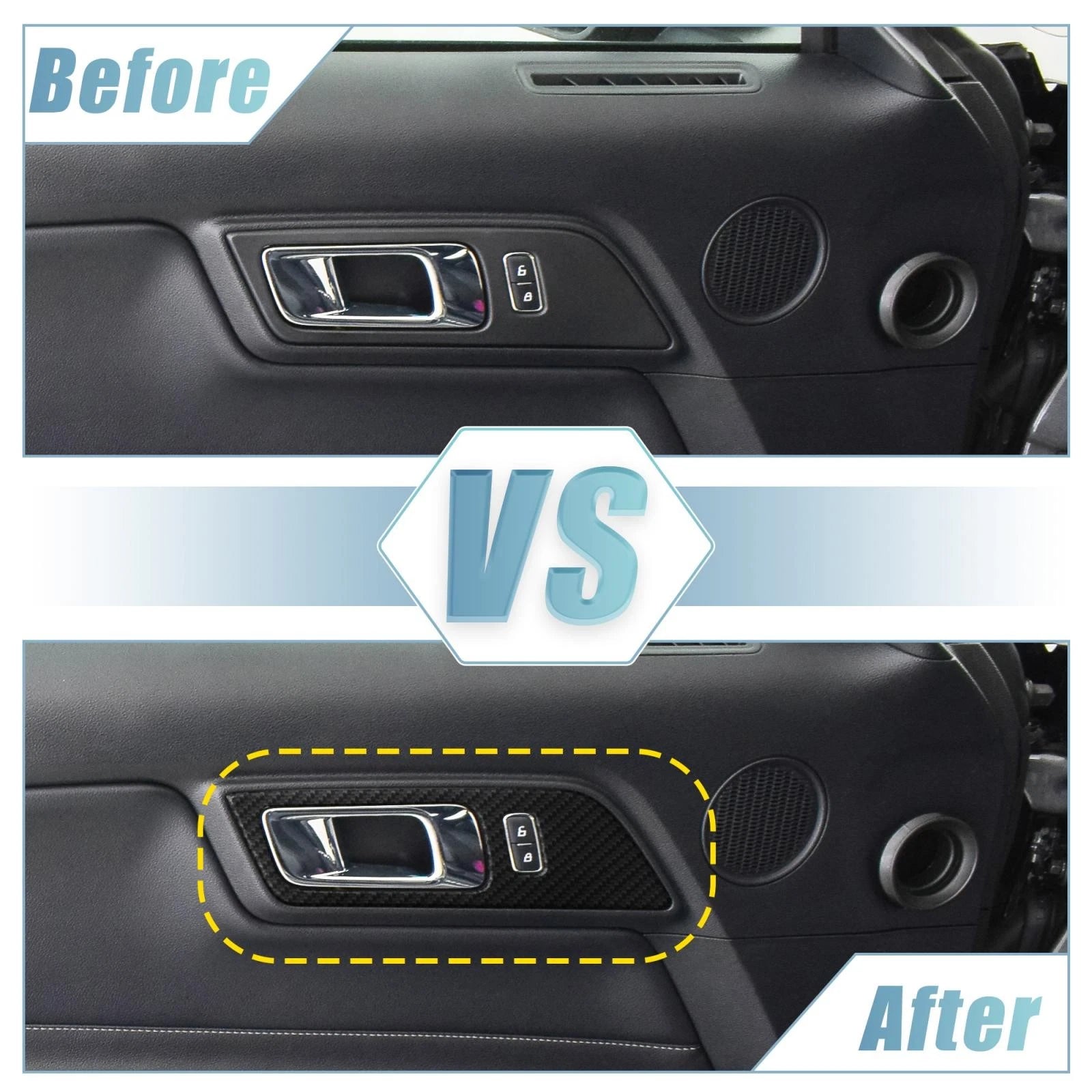 2X Side Door Handle Bowl Cover Trim for Ford Mustang (2015–2021) Black