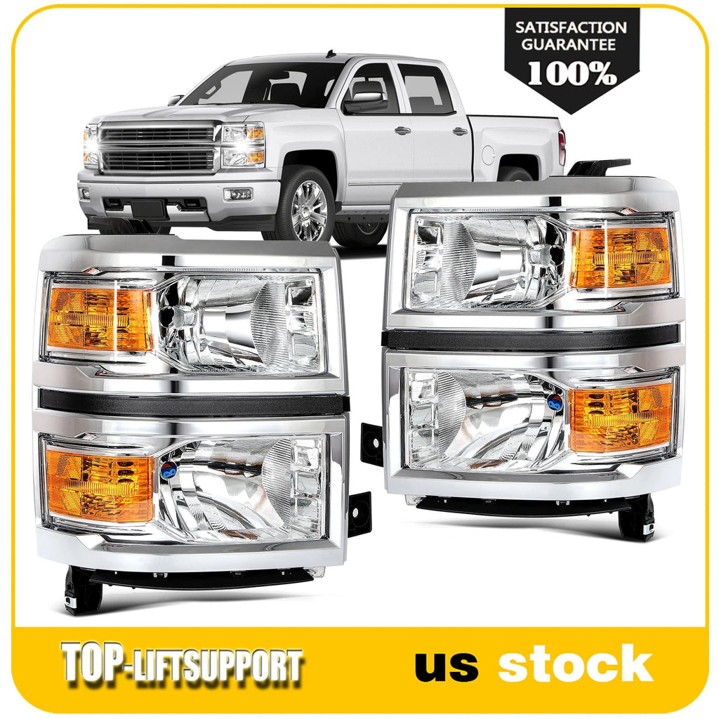 Pair of Chrome Headlights for Chevy Silverado 1500 (2014–2015)