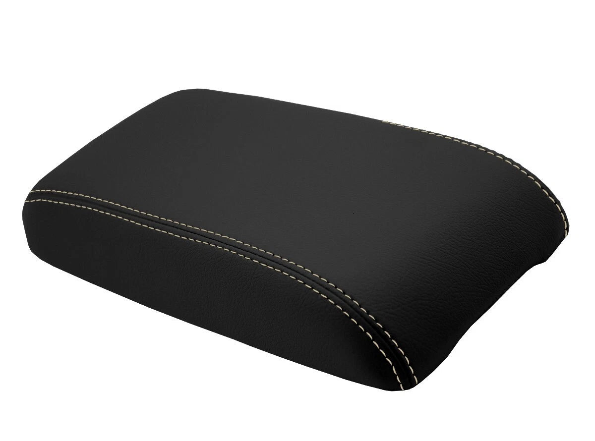 Leather Console Lid Armrest Cover for Ford Fusion (2010–2012) Beige Stitch