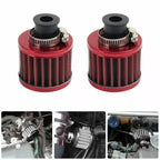 2Pcs Red Air Intake Filter for Turbo Vent Crankcase Breather Valve Cover (12mm)