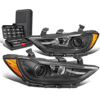 Pair of Projector Headlight Lamps for Elantra (2017–2018) - Black/Amber