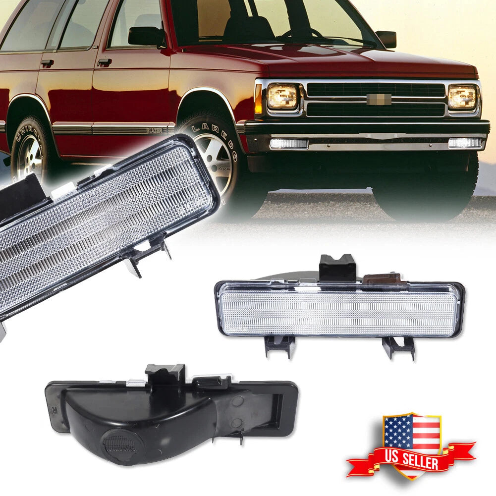 Clear Front Bumper Parking Signal Lights for Chevy S-10 / GMC S-15 (1983–1993)