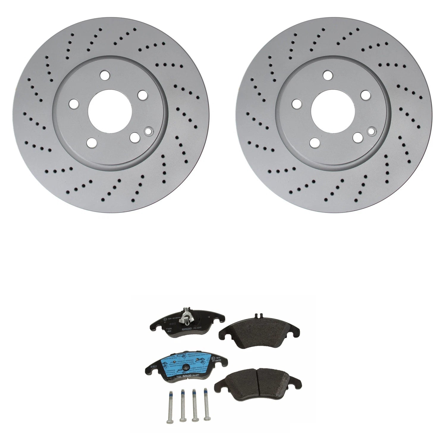 Hella Pagid Front 322mm Rotors & Low-Met Disc Brake Pad Kit for E204 C300 C350 (2015–2021)