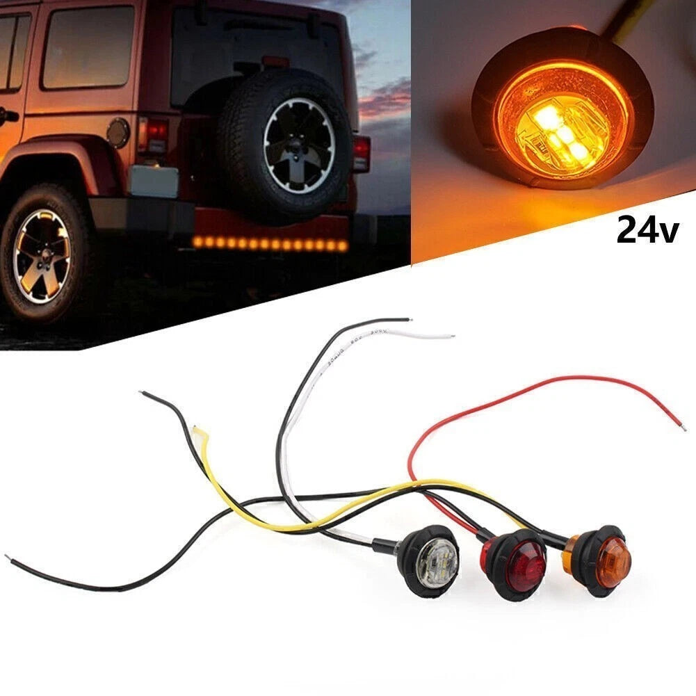 24V 3/4" Round LED Light for Car Truck SUV Trailer