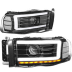 LED DRL Sequential Turn Signal Projector Headlight for Dodge Ram (2002–2005)