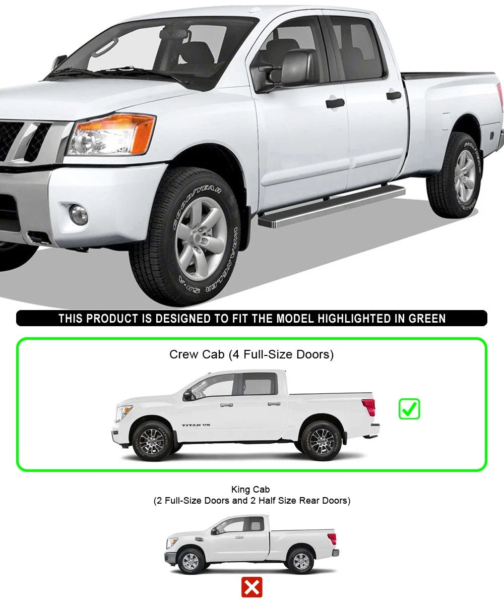 5" Running Boards for Nissan Titan Crew Cab (2004-2024)