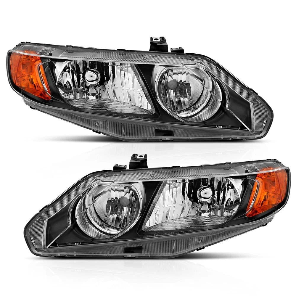 Black Clear Lens Crystal Headlight Set for 2006-2011 Honda Civic