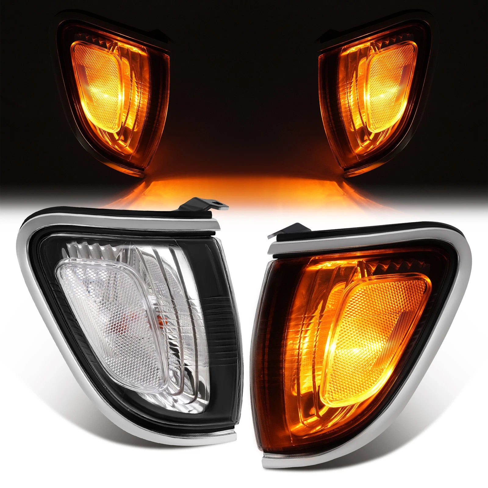 2PC Side Marker Corner Parking Lights Chrome for Toyota Tacoma (2001–2004)