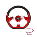 13" Red 6 Hole Steering Wheel with Horn Button & Quick Release Adapter