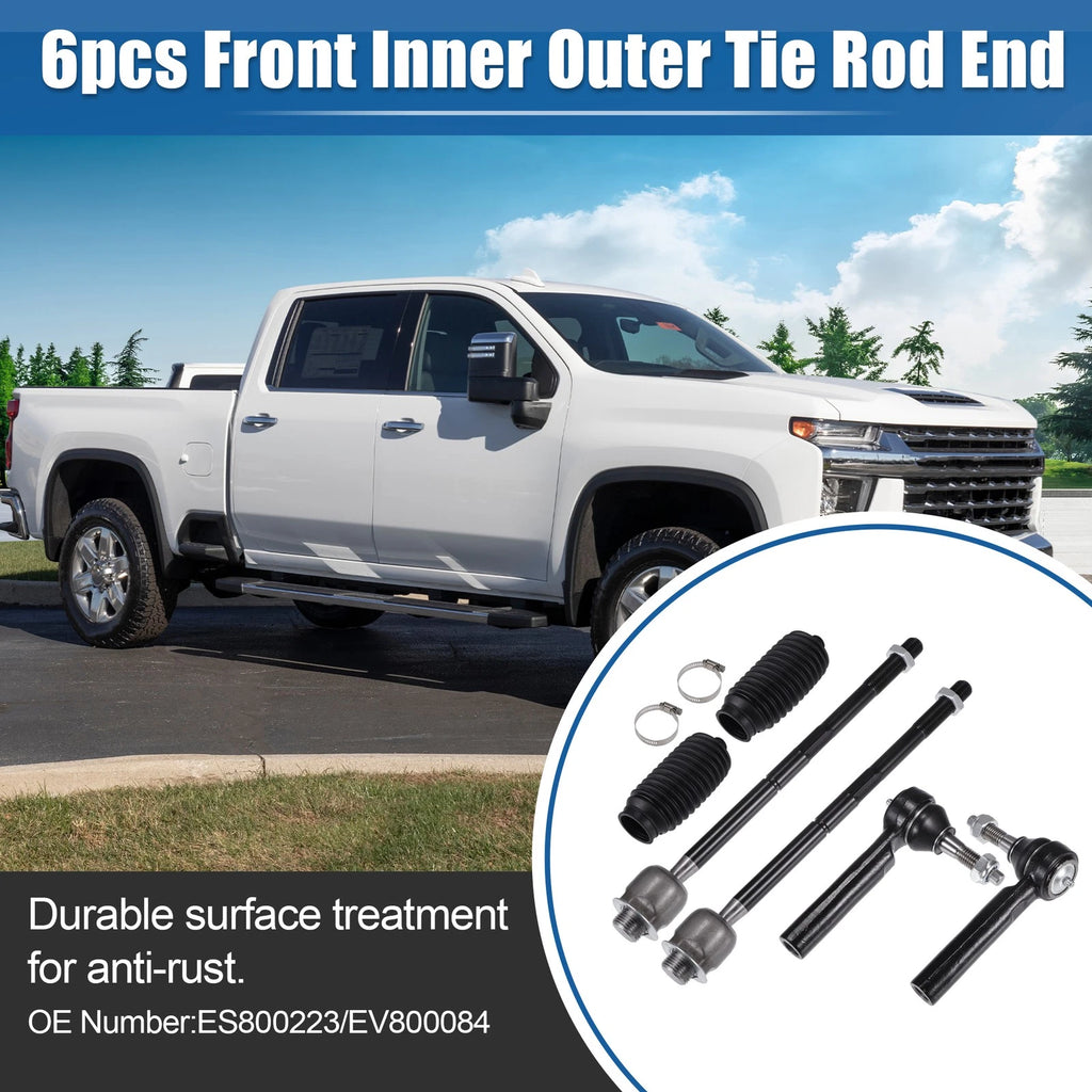 6pcs Front Inner Outer Tie Rod End Links for Cadillac Escalade (2002–2023) No. ES800223