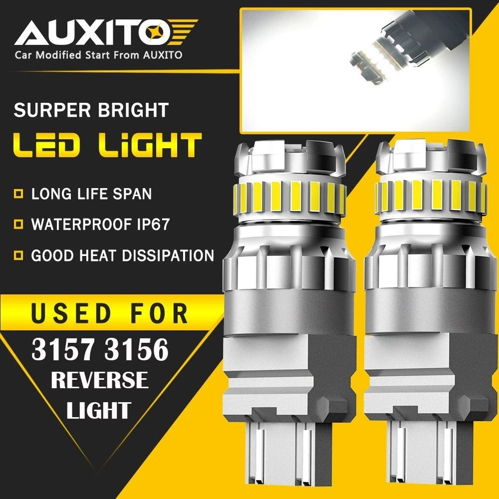 2X 3156 3157 3057 Backup LED Reverse Light Bulbs for AUXITO (6500K)
