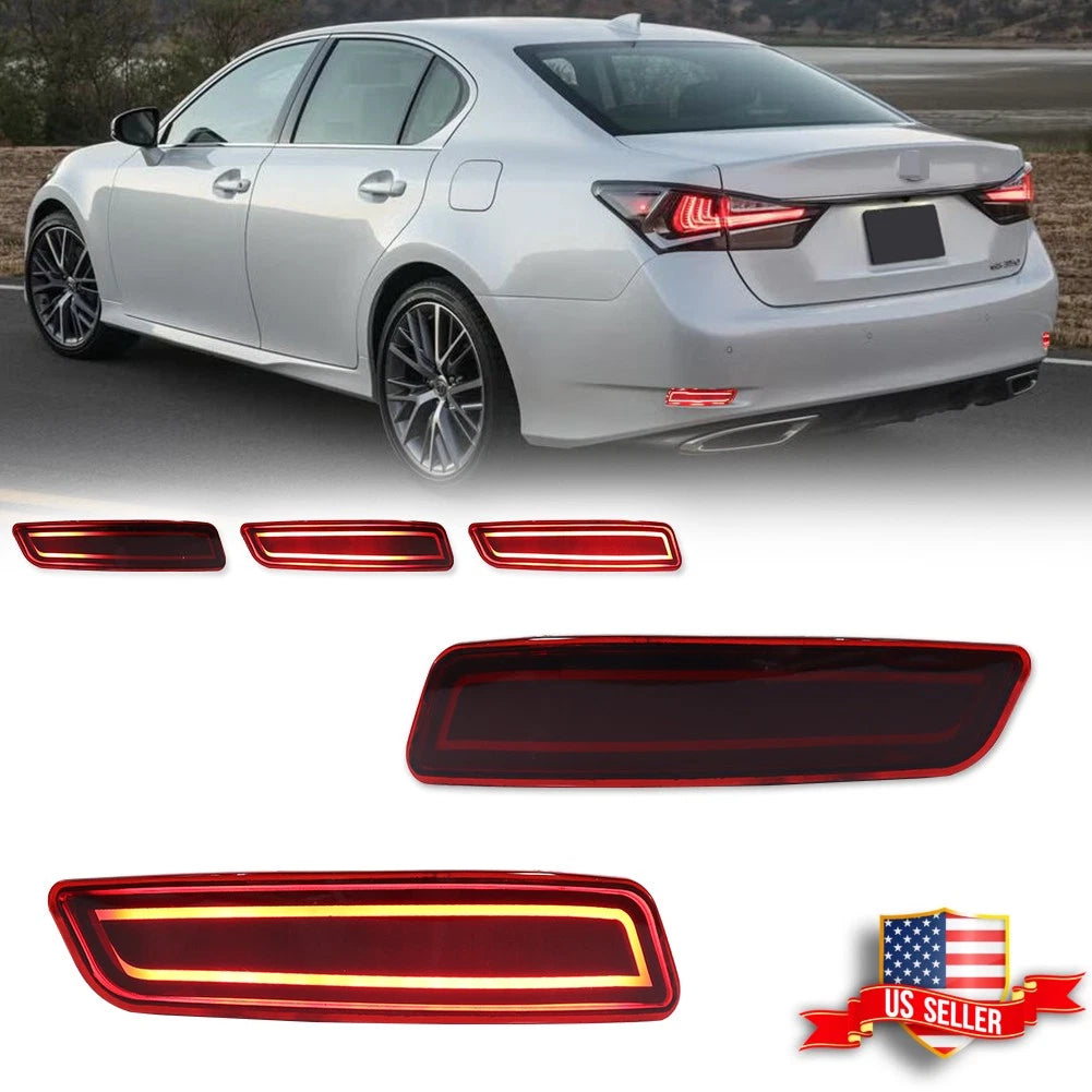 2X Red LED Rear Reflector Tail Lights for Lexus ES (2013–2018)