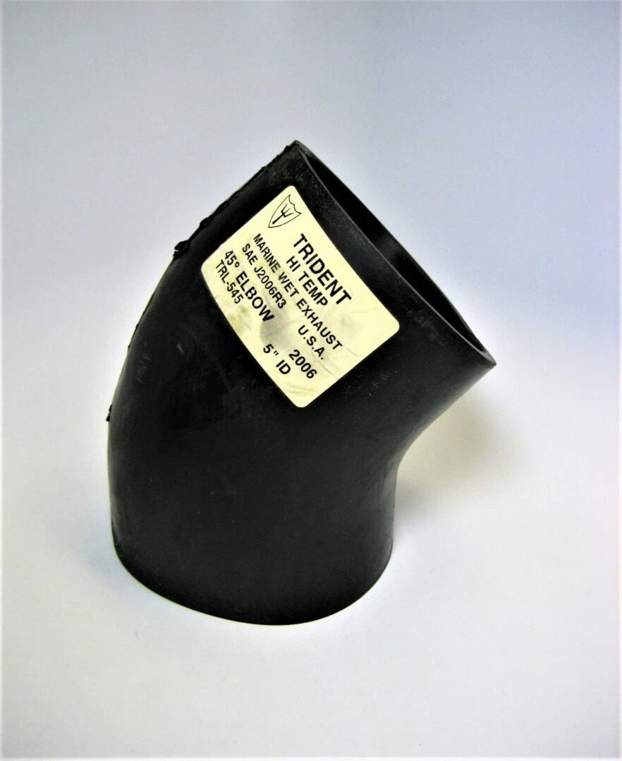 5" I.D. 45° Smooth Black EPDM Rubber Wet Exhaust Elbow for Marine (TRL-545)