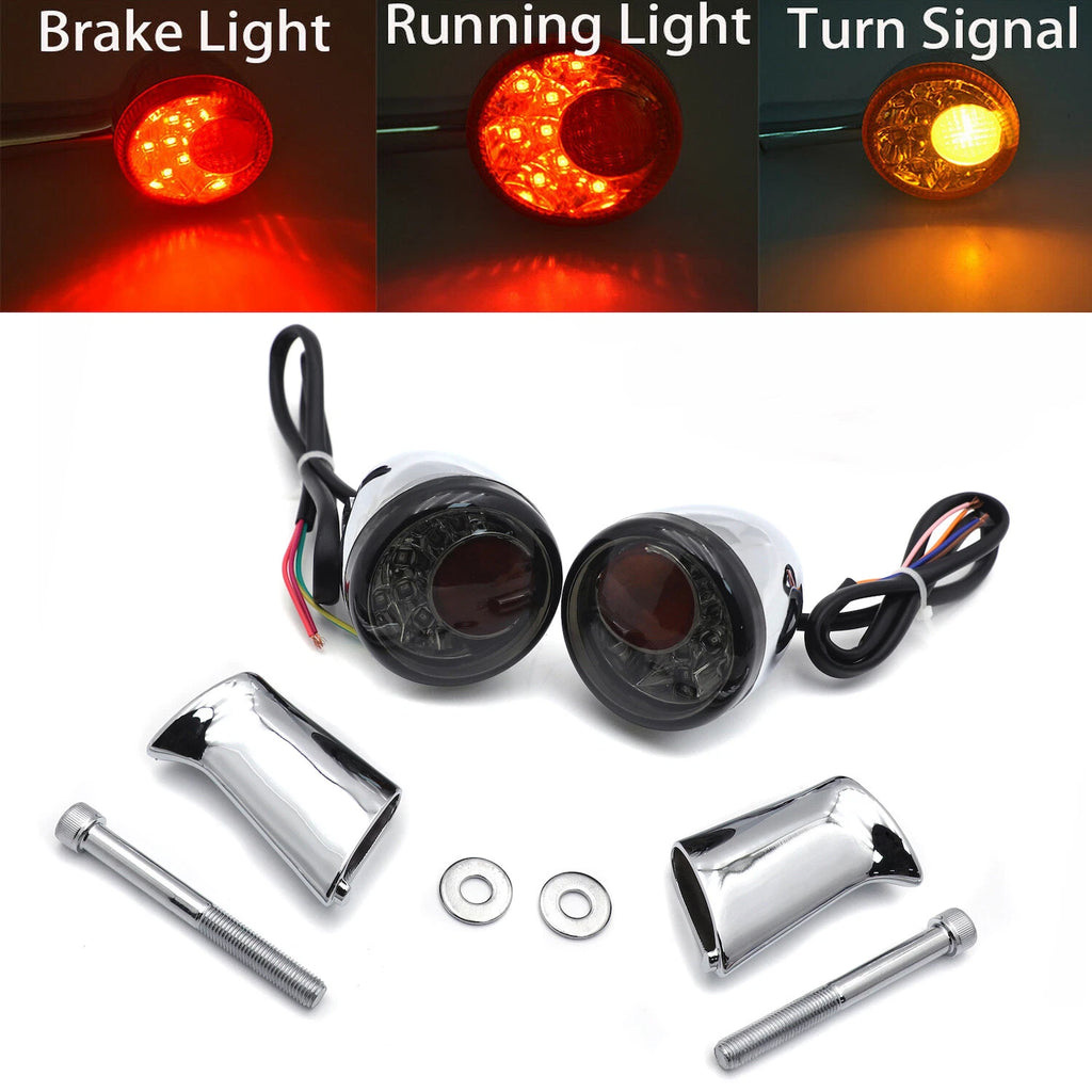 Rear Chrome LED Running Brake Turn Signal Light for Harley XL883 1200 (1992–2017)