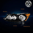 Headlight Assembly for Honda Accord Sedan (2008–2012) - Black Housing, Amber Signal