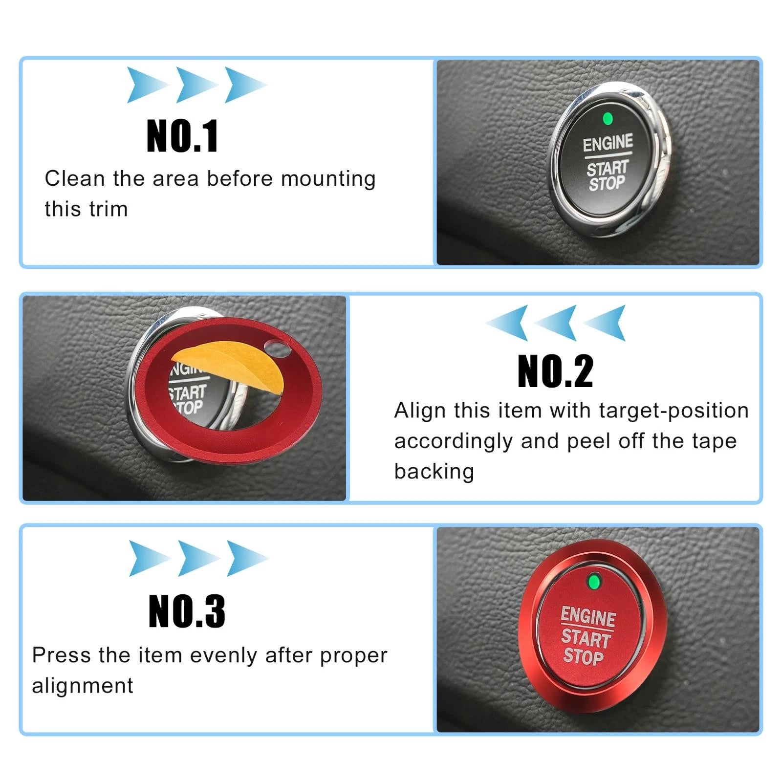 Engine Start Stop Button Cover Kit for Ford F-150 (2016–2021) Red