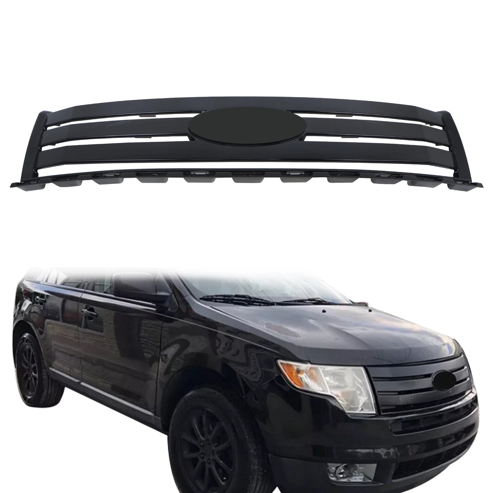 Gloss Black Front Bumper Upper Grille for Ford Edge (2007–2010)